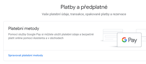 Google Pay - nastavení