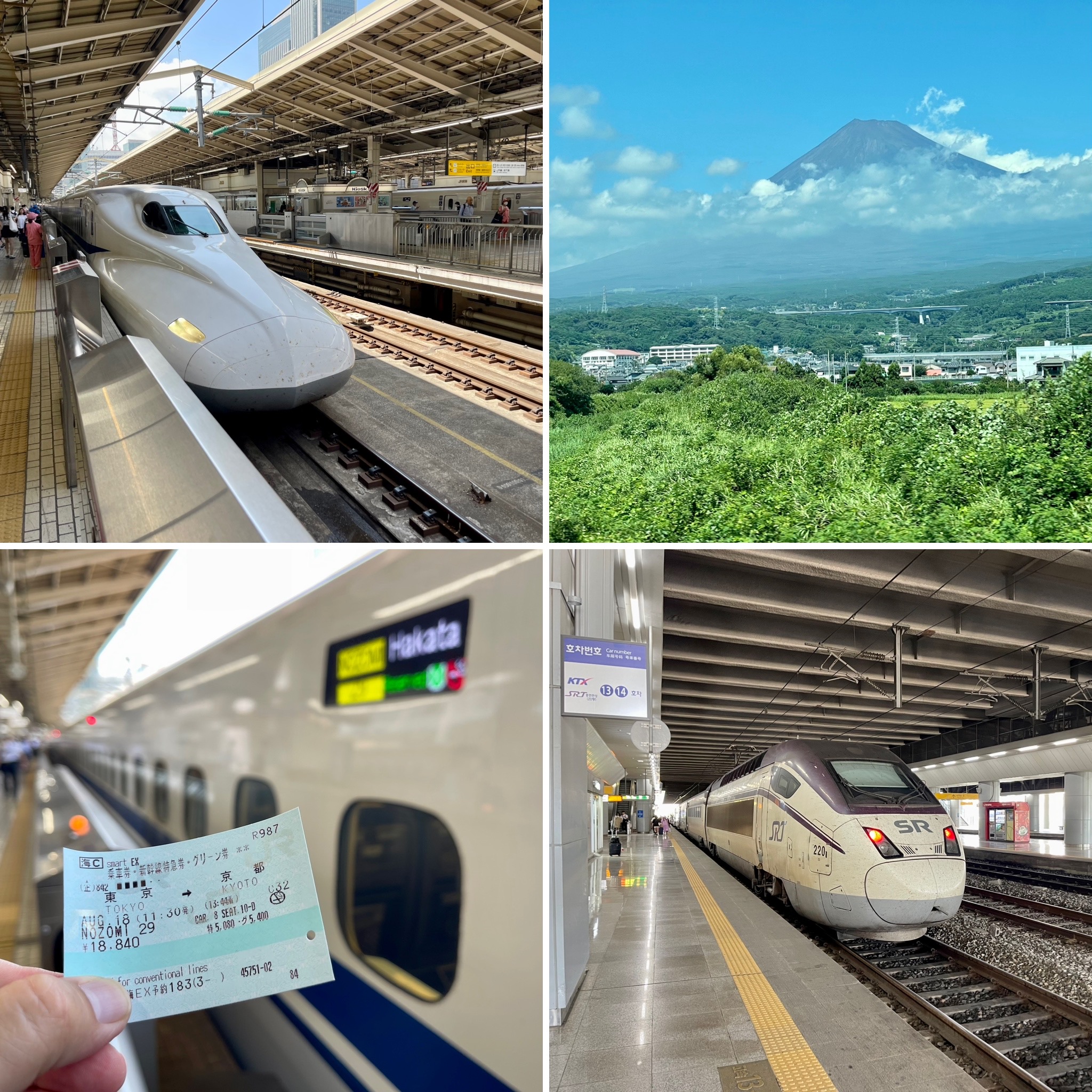 Japonsko, Korea rychlovlaky Shinkanzen, SRT, KTX, Nozomi, Hikari